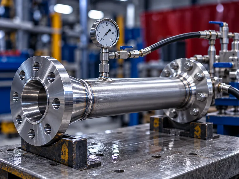 Hydrostatic pressure testing of fabricated pipework at KEE Engineering.